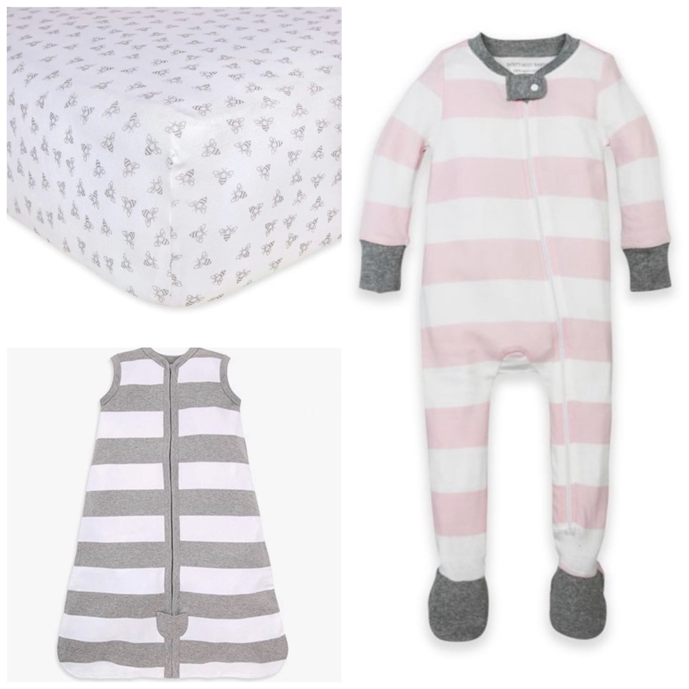 Burts Bees Bundle Bee Keeper Sleep Sack, Organic Crib Sheet & Onsie 6-12 Months